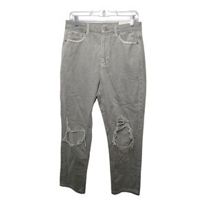 American‎ Eagle Mom Straight High Rise Comfort Stretch Destructed Jean Size 30